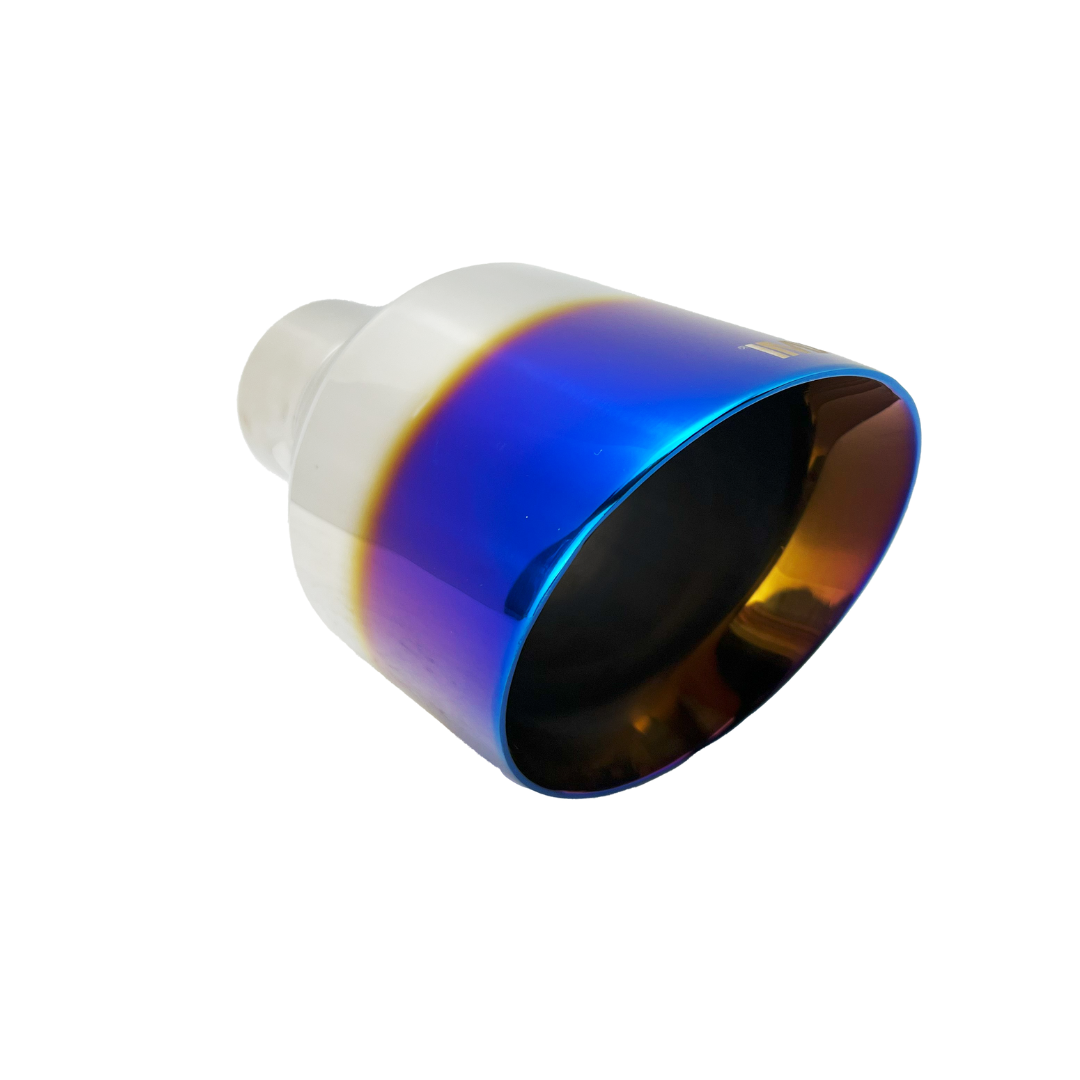 2.5" ID/5" OUT/8" Single Round Double Wall Slant Cut Exhaust Tip-Blue NT-2589