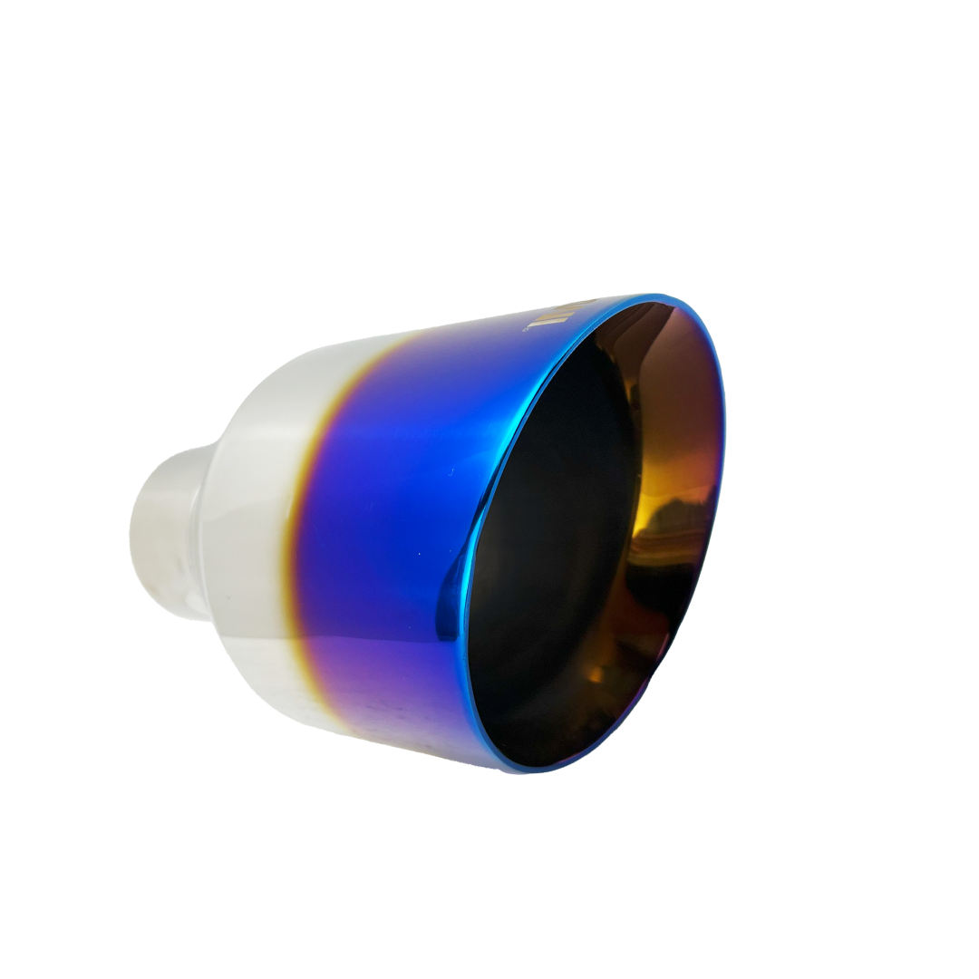 2.5" ID/5" OUT/8" Single Round Double Wall Slant Cut Exhaust Tip-Blue NT-2589