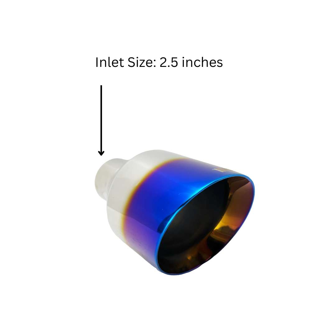 2.5" ID/5" OUT/8" Single Round Double Wall Slant Cut Exhaust Tip-Blue NT-2589