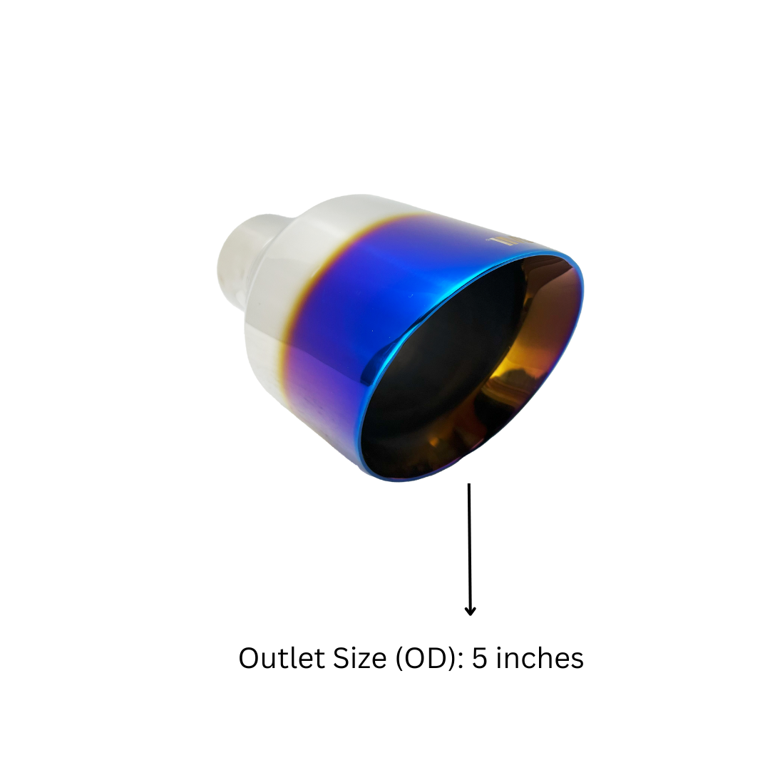 2.5" ID/5" OUT/8" Single Round Double Wall Slant Cut Exhaust Tip-Blue NT-2589