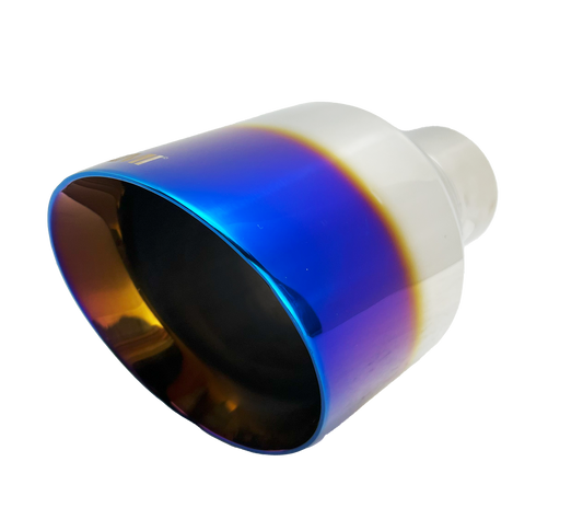 2.5" ID/5" OUT/8" Single Round Double Wall Slant Cut Exhaust Tip-Blue NT-2589