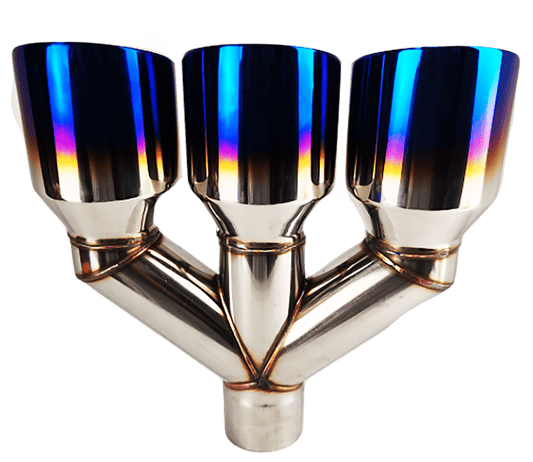 3" ID/4" OUT/12" Triple; Double Wall Slant Cut Exhaust Tip-Blue NT-3342