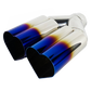 3" ID/4" OUT/12" Dual Heart Shape Exhaust Tip Blue Burnt Flame NT-HEART-2BL