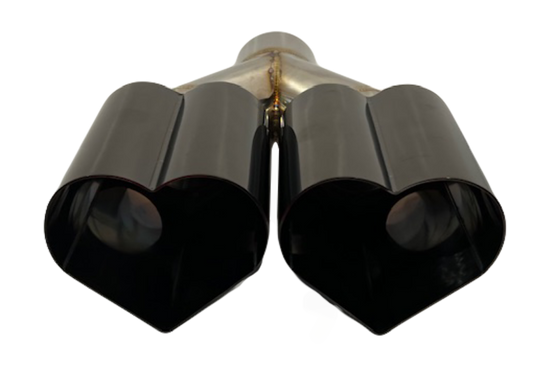2.5" ID/4" OUT/10" Dual Heart Shape Exhaust Tip Black Chrome NT-HEART-DBC