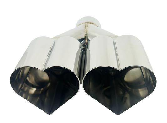 2.5" ID/4" OUT/10" Dual Heart Shape Exhaust Tip Polished Chrome NT-HEART-DCP