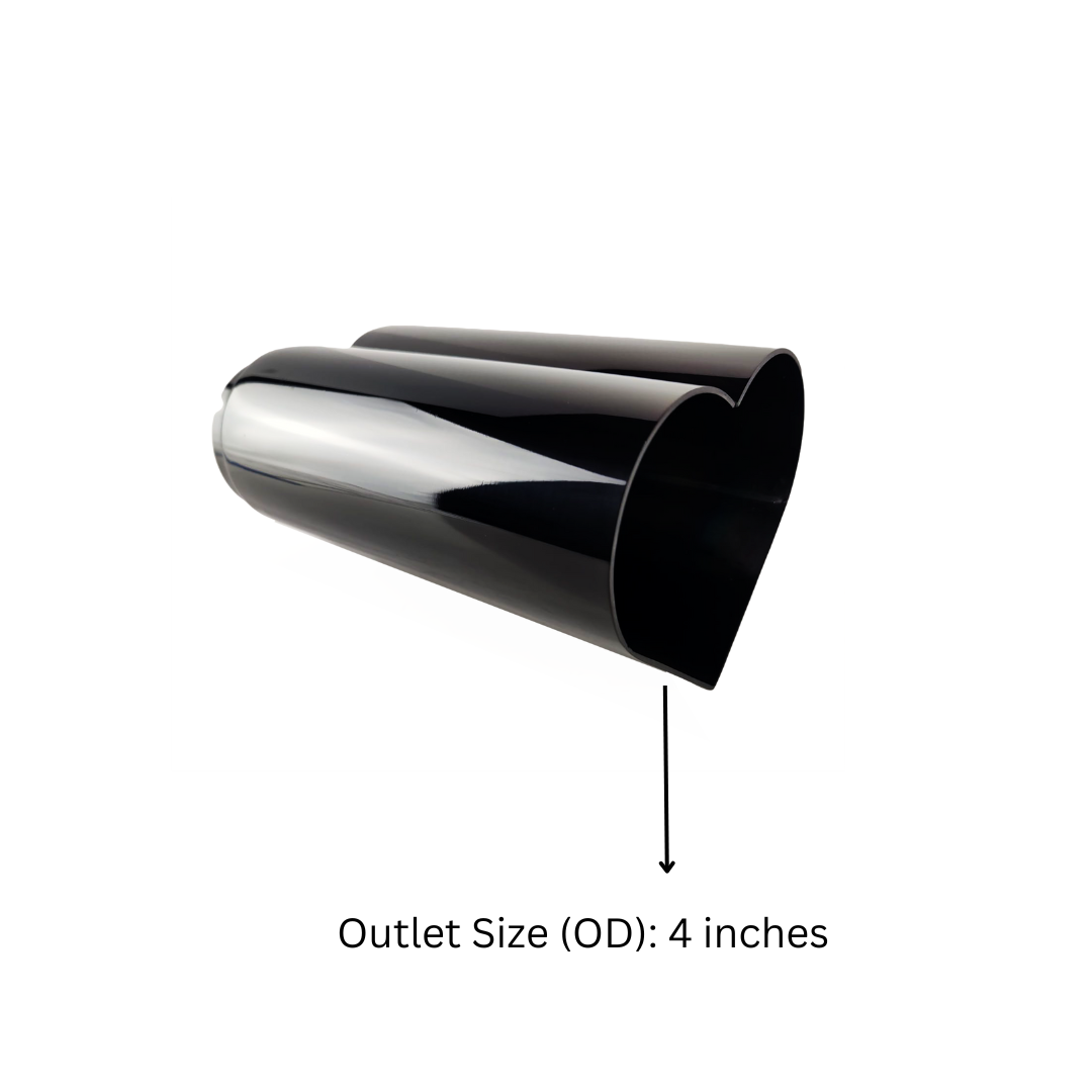 2.5" ID/4" OUT/9.5" Heart Shape Exhaust Tip Black Chrome NT-HEART-SBC