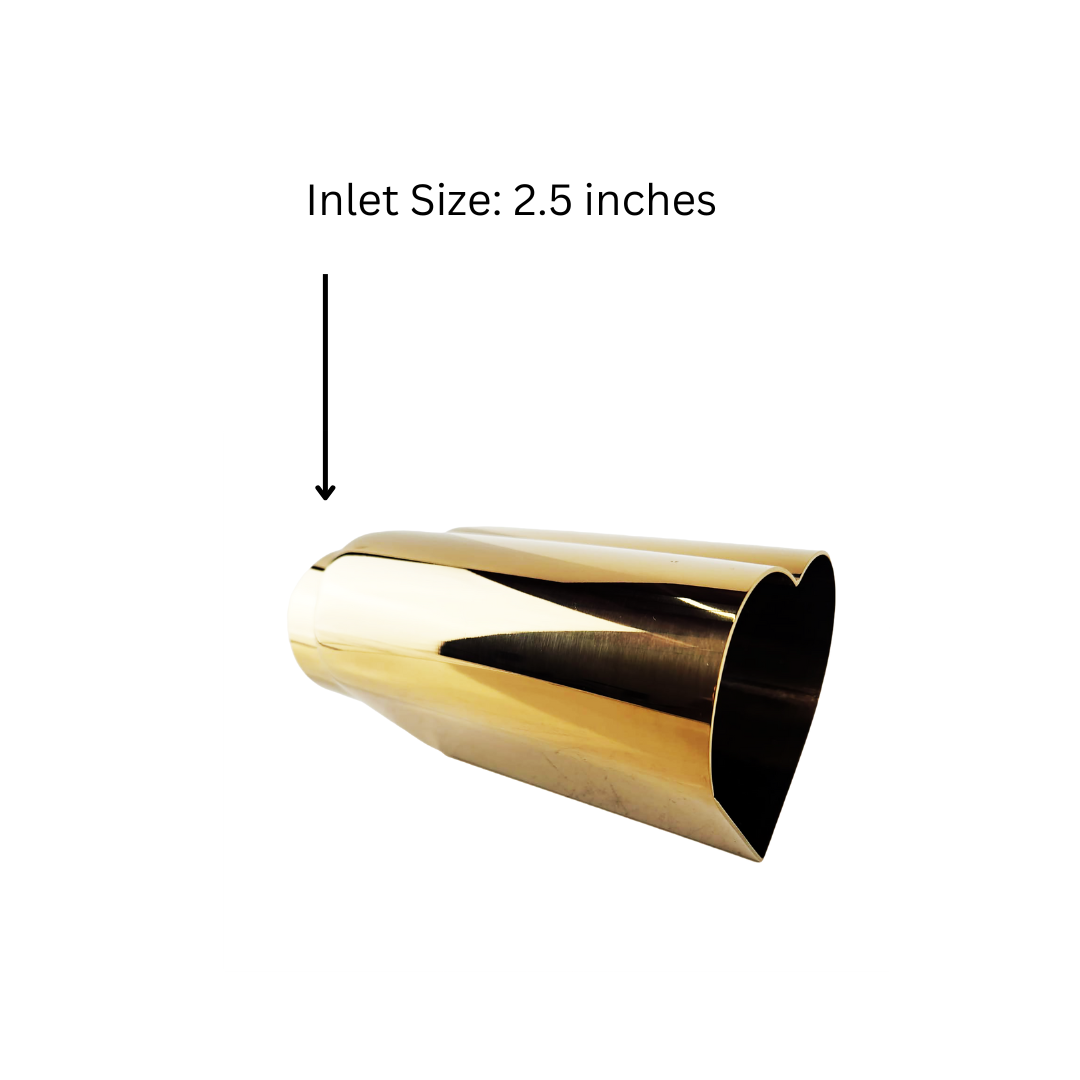 2.5" ID/4" OUT/9.5" Heart Shape Exhaust Tip Gold NT-HEART-SGD