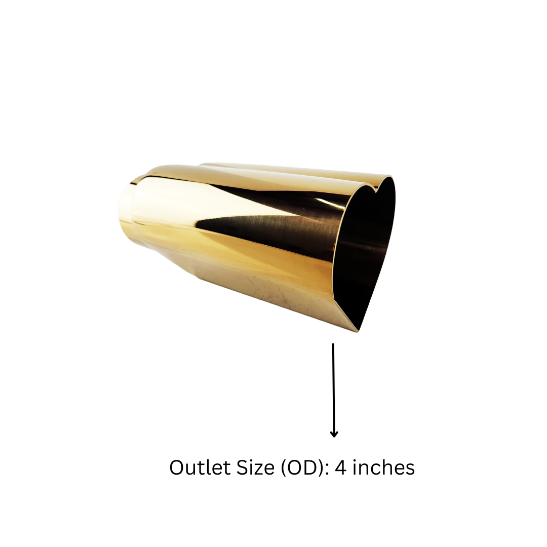 2.5" ID/4" OUT/9.5" Heart Shape Exhaust Tip Gold NT-HEART-SGD