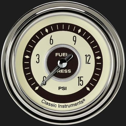 Nostalgia VT 2 5/8" Fuel Pressure Gauge, 15 psi NT345SLC