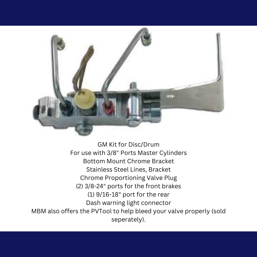 GM Bottom Mount Prop Valve Kit. Disc/Drum - Chrome PV2CK-2BM - Master Cylinders and Parts Car Part People