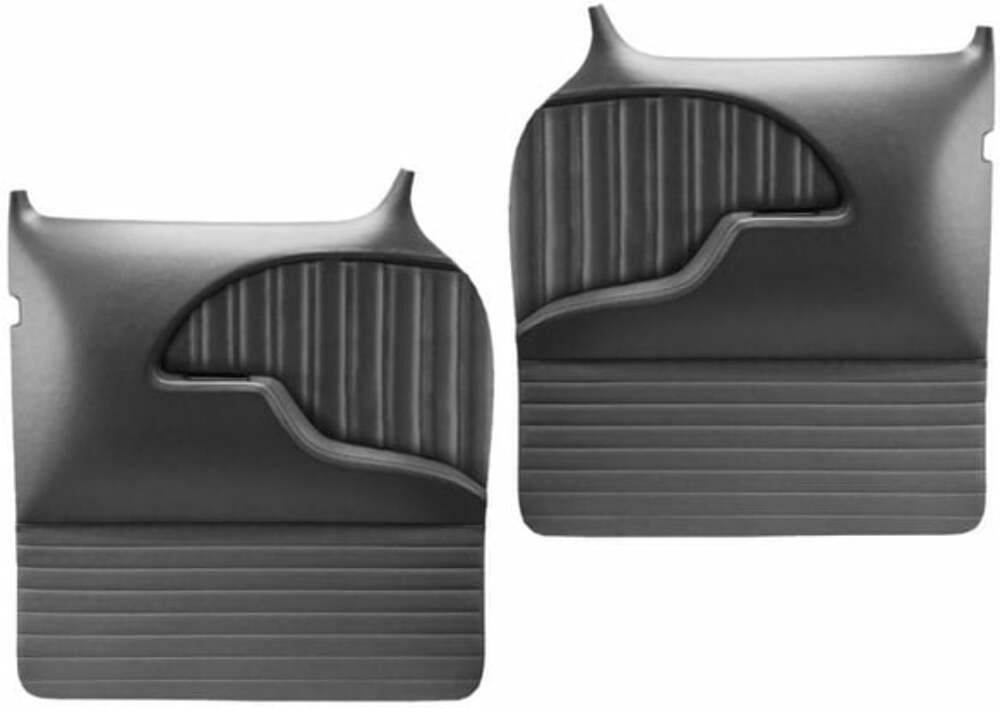 Fits 1959 3B Custom Sport Door Panels-Flat Black/Red Stitch-Pair QDP059FRED