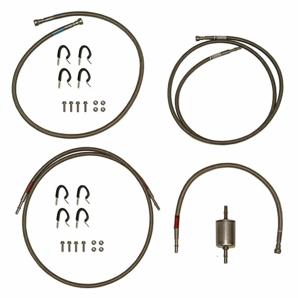 Fits 01-03 GM 2500HD Reg Cab w/ Gas Engine Complete Braided Fuel Line-QFF0006SS - Quick Fix Fuel Lines Car Part People