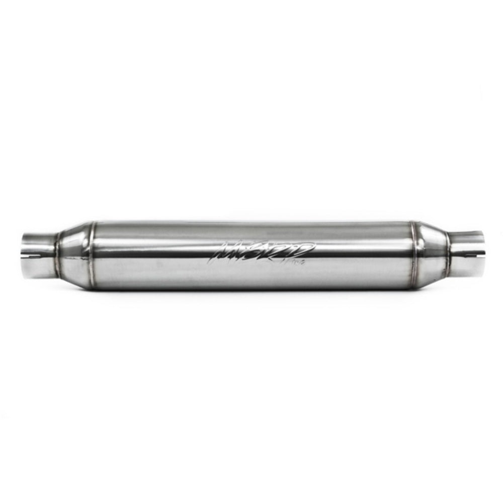 Resonator; 2.5in. Inlet; Outlet; 22in. body; 26in. overall; T304 - R1016 - Performance Mufflers Car Part People