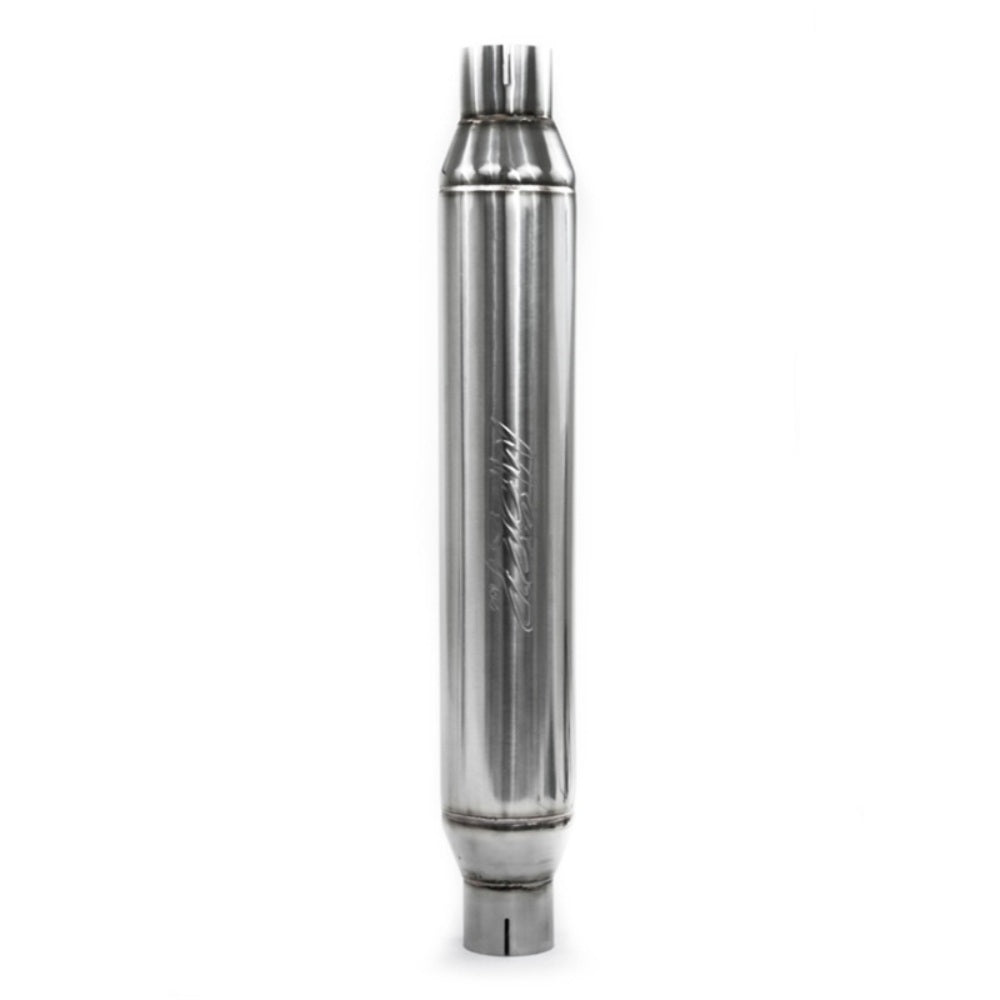 Resonator; 2.5in. Inlet; Outlet; 22in. body; 26in. overall; T304 - R1016 - Performance Mufflers Car Part People