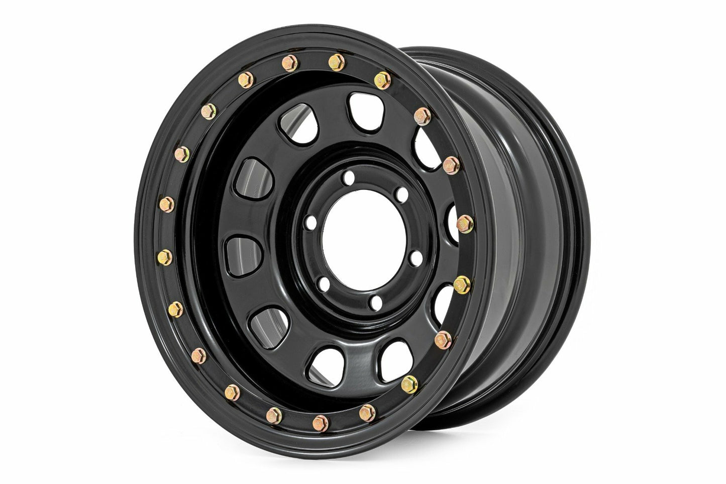 Steel Simulated Beadlock Wheel; Black; 15x8; 5x4.5; 3.30 Bore; -19 RC158545SL