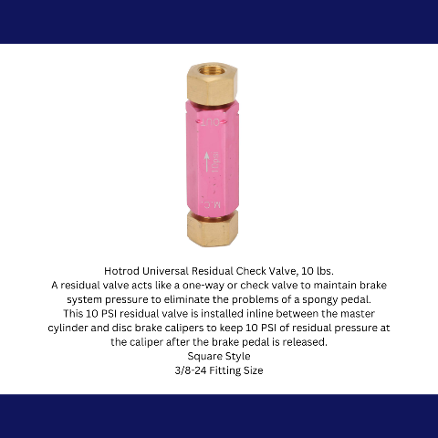 Residual Check Valve Square Style - 10 lbs. (Drum Brakes) RPV10W