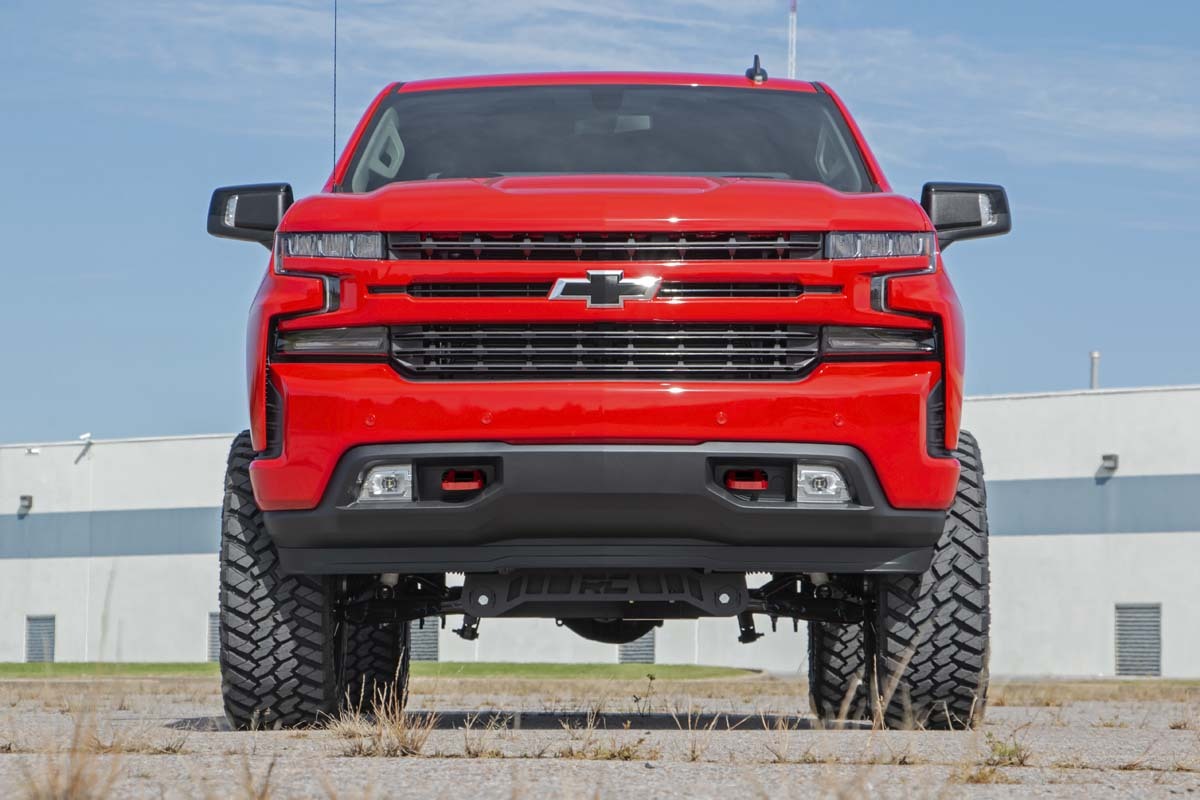 Fits Chevy Silverado 1500 2WD/4WD (2019-2024) Tow Hooks; Forged; Red; RS132