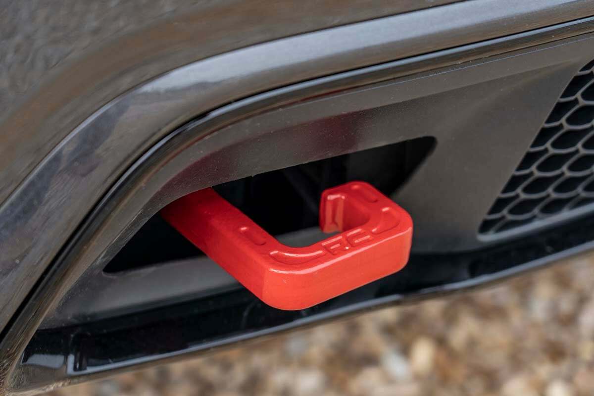 Fits Jeep Grand Cherokee 2WD/4WD (2015-2022) Tow Hooks; Forged; Red; RS133