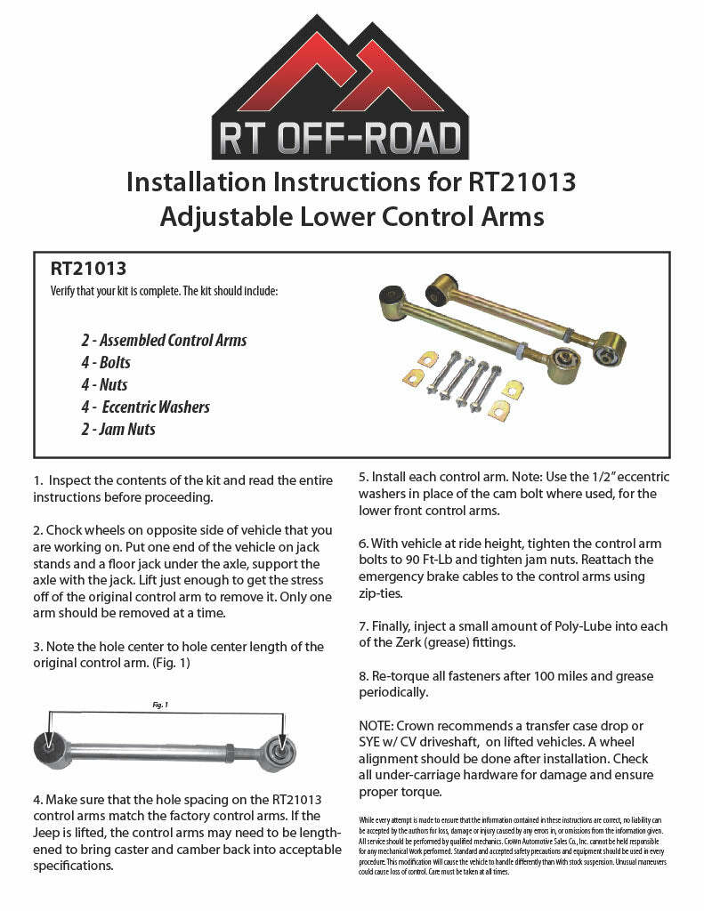 RT Off-Road - Adjustable Control Arm Set - RT21013