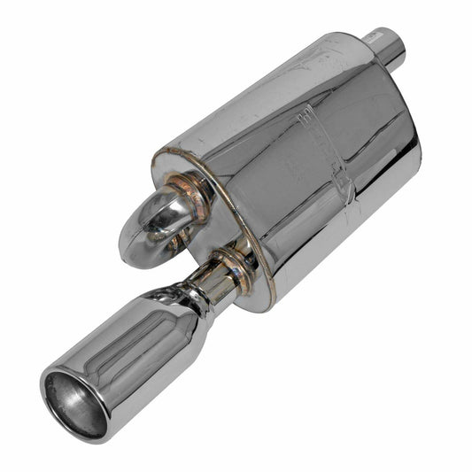 XFORCE S12L-2.25 - S/Steel Oval Twin Loop Exhaust Muffler w/ Driver Side Inlet