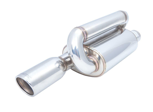 XFORCE S12R-2.25 - S/Steel Oval Twin Loop Exhaust Muffler w/Passenger Side Inlet