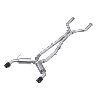 Fits 2022 INFINITI Q50 3" Cat Back, Dual Rear, T304 w/Carbon Fiber Tips-S44003CF