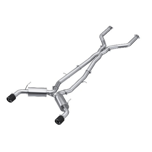 Fits 2022 INFINITI Q50 3" Cat Back, Dual Rear, T304 w/Carbon Fiber Tips-S44003CF