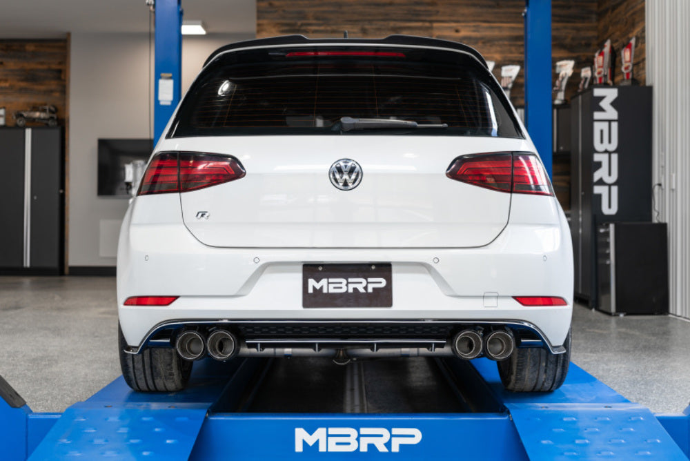 Fits 2015-2019 Volkswagen Golf R 3" Cat Back Quad Rear Exhaust w/CF-S46033CF - Cat Back Exhaust Car Part People
