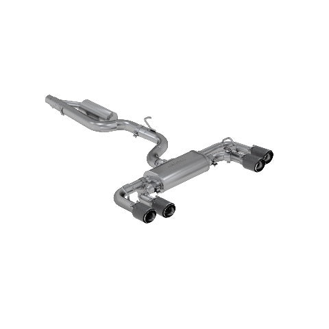 Fits 15-19 VW Golf R S/S 3" Cat Back Quad Split Rear Exit w/Carbon Tips-S46053CF