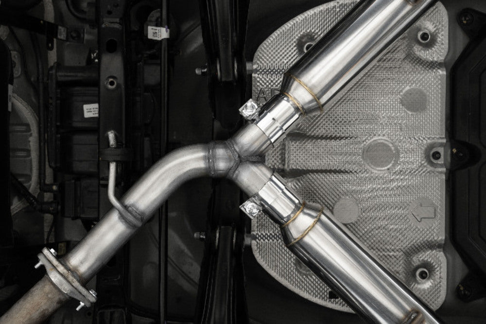 Fits 2022-24 Kia Forte 3" Axle-Back; Dual Split Quad Rear Exit; T304-S47113CF - Axle Back Exhaust Car Part People
