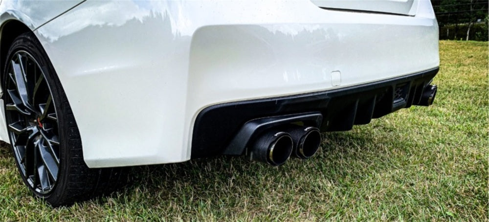 Fits 15-16 Subaru WRX 3" Cat Back Dual Split Rearwith Carbon Fiber Tips-S48003CF - Cat Back Exhaust Car Part People