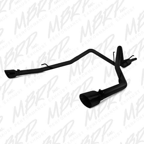 Fits 09-10 Dodge Ram 1500 2 1/2" Cat Back Dual Split Rear Black Coated-S5146BLK