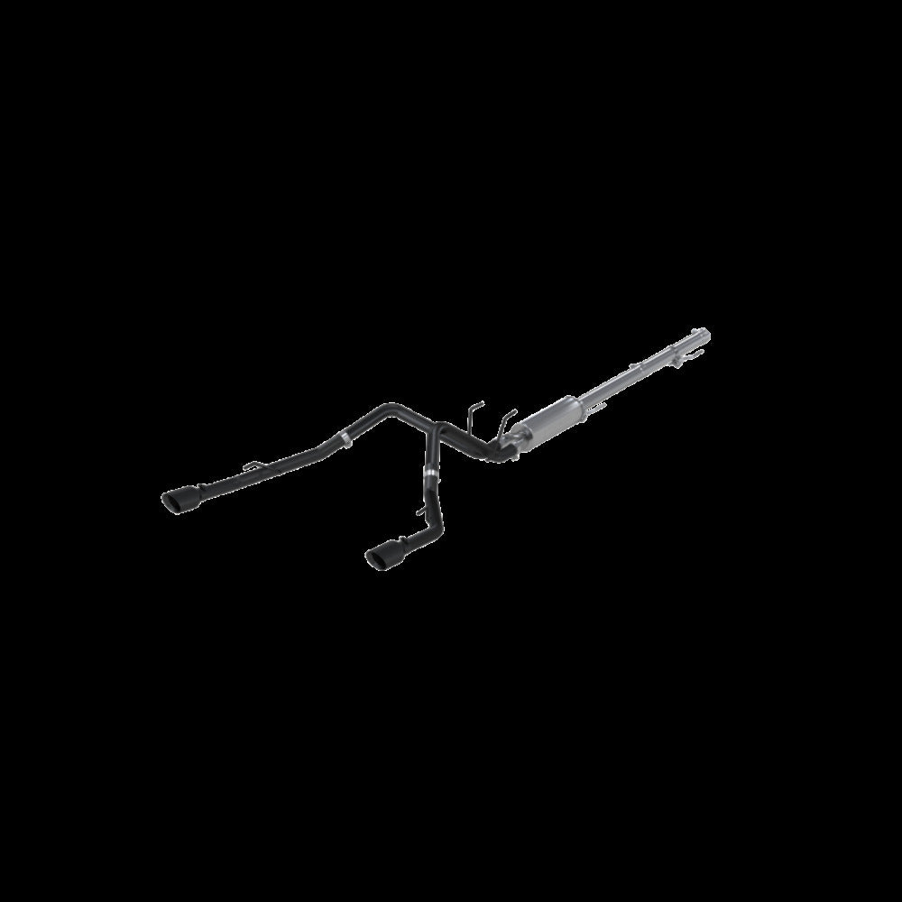 Fits 09-10 Dodge Ram 1500 2 1/2" Cat Back Dual Split Rear Black Coated-S5146BLK - Cat Back Exhaust Car Part People