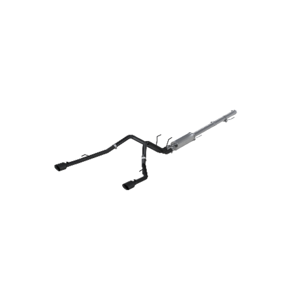 Fits 09-10 Dodge Ram 1500 2 1/2" Cat Back Dual Split Rear Black Coated-S5146BLK - Cat Back Exhaust Car Part People