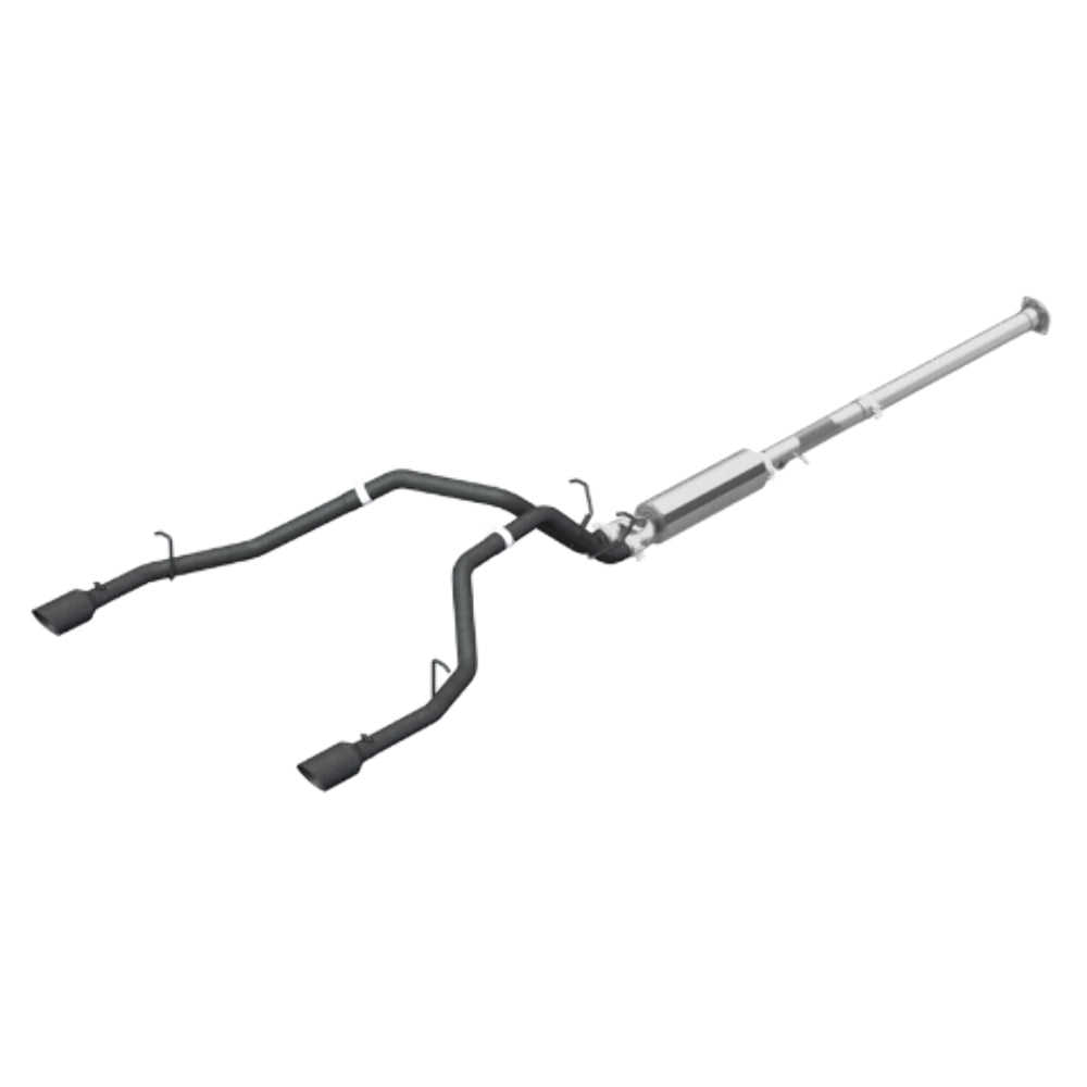 Fits 2019-2024 Ram 1500 2 1/2" Cat Back, Dual Split Rear, Black Coated-S5152BLK - Cat Back Exhaust Car Part People