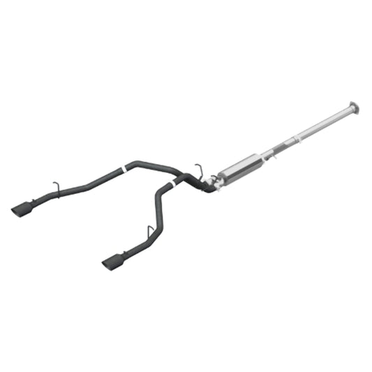 Fits 2019-2024 Ram 1500 2 1/2" Cat Back, Dual Split Rear, Black Coated-S5152BLK - Cat Back Exhaust Car Part People