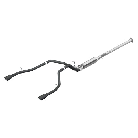 Fits 2019-2024 Ram 1500 2 1/2" Cat Back, Dual Split Rear, Black Coated-S5152BLK