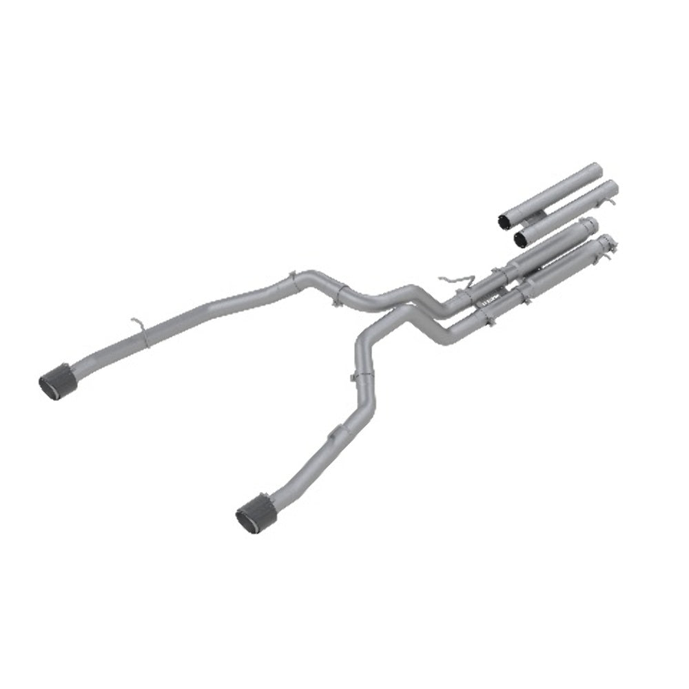 Fits 21-24 Ram 1500 3" Cat Back Dual Split Rear T304 w/Carbon Fiber Tip-S51543CF