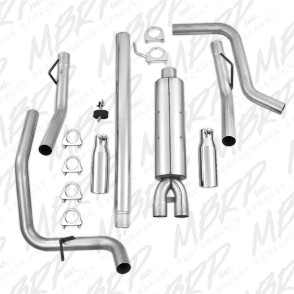 Fits 2005-2008 Ford F-150 2 1/2in. Cat Back; Dual Split Side; AL - S5204AL - Cat Back Exhaust Car Part People