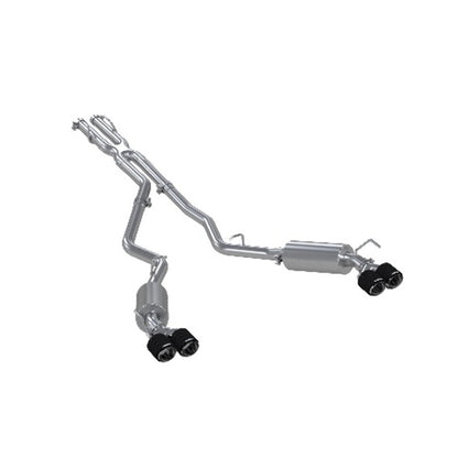 Fits 2020-2024 Ford Explorer 2.5in. Cat Back; Dual Rear; Quad Tips - S52053CF