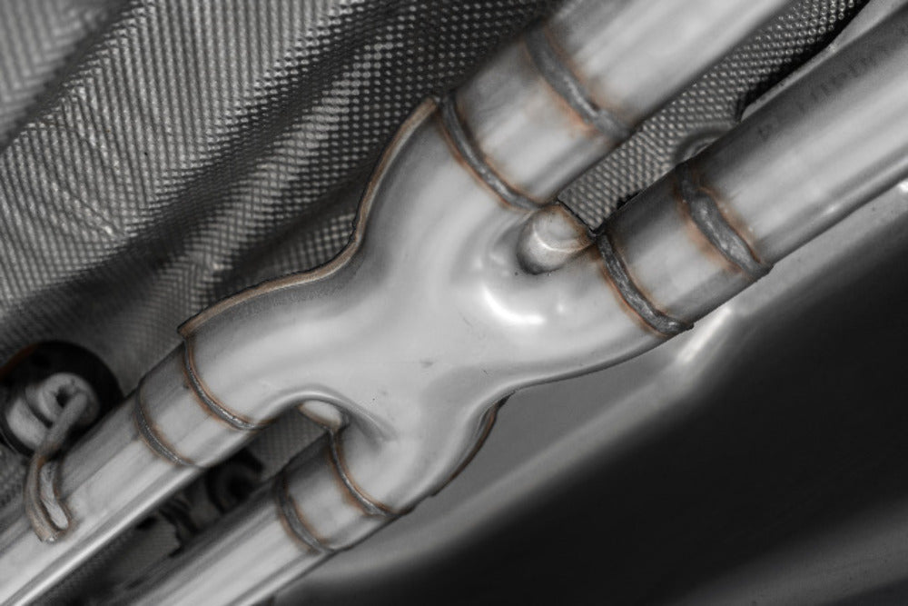 Fits 2021-2024 Ford Explorer 2.5in. Cat Back; Dual Rear; Quad Tips - S5205AL