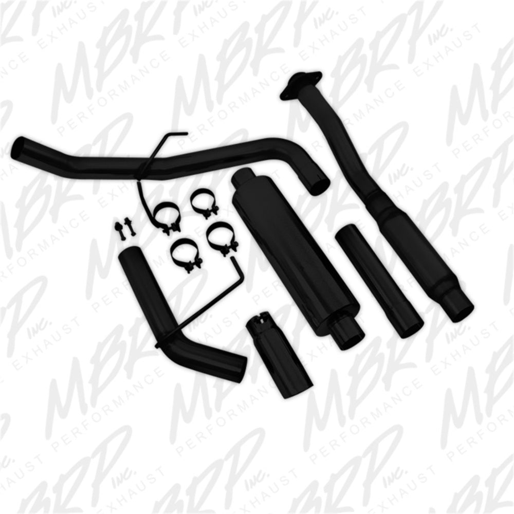 Fits 2011-2014 Ford F-150 3in. Cat Back; Single Side; Black Coated - S5230BLK - Cat Back Exhaust Car Part People
