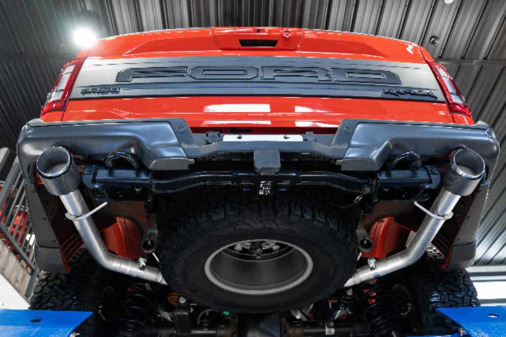 Fits 2021-2024 Ford F-150 3in. Axle-Back; Dual Rear Exit; T304; CF Tips-S52663CF - Axle Back Exhaust Car Part People