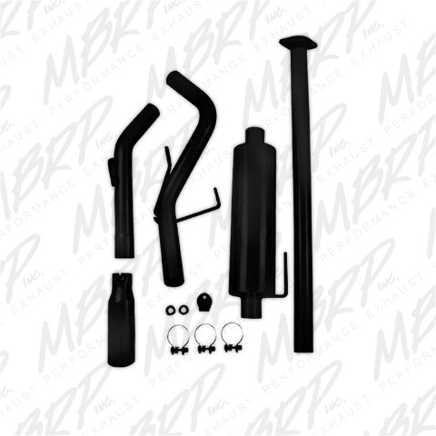 Fits 2005-2013 Toyota Tacoma 2 1/2" Cat Back; Single Exit; Black Coated-S5326BLK