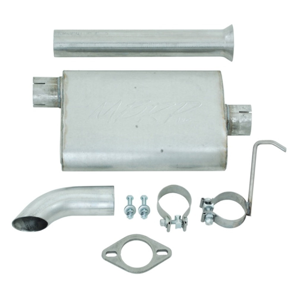 Fits 2000-2002 Jeep TJ 2 1/2in. Cat Back; Single; Turn Down; AL-S5522AL