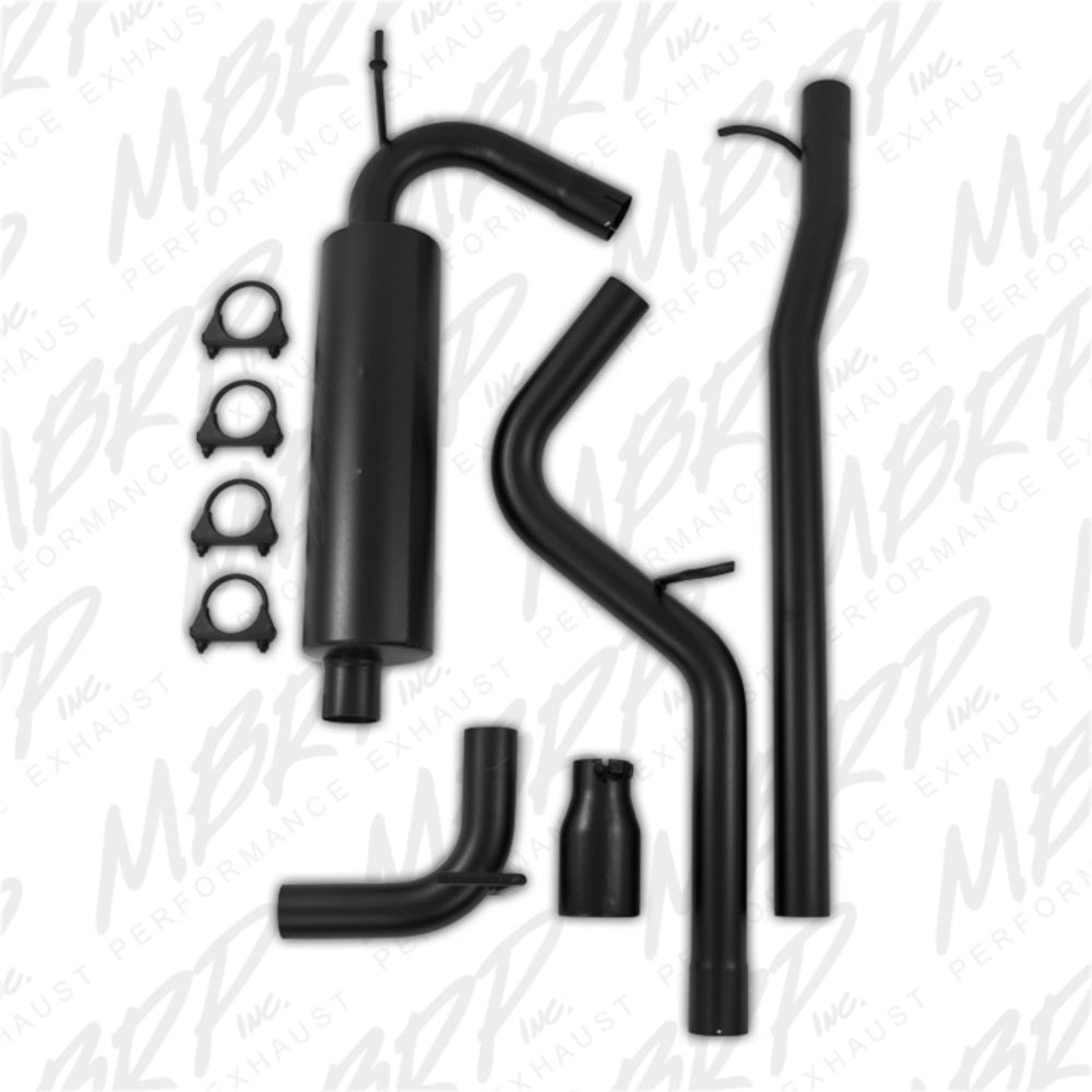 Fits 2012 Jeep Wrangler 2 1/2" Cat Back; Single Rear Exit; Black Coated-S5526BLK