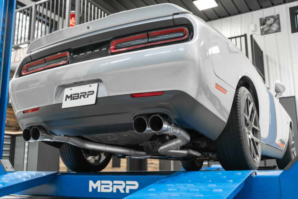 Fits 2015-2016 Dodge Challenger 3in. Cat Back; Dual Rear; Quad Tips - S71163CF - Cat Back Exhaust Car Part People