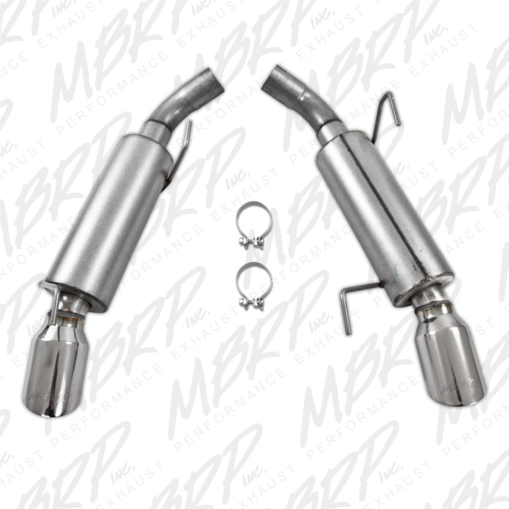 Fits 2005-10 Ford Mustang 2 1/2" Dual Mufflers Axle Back; Split Rear; AL-S7200AL