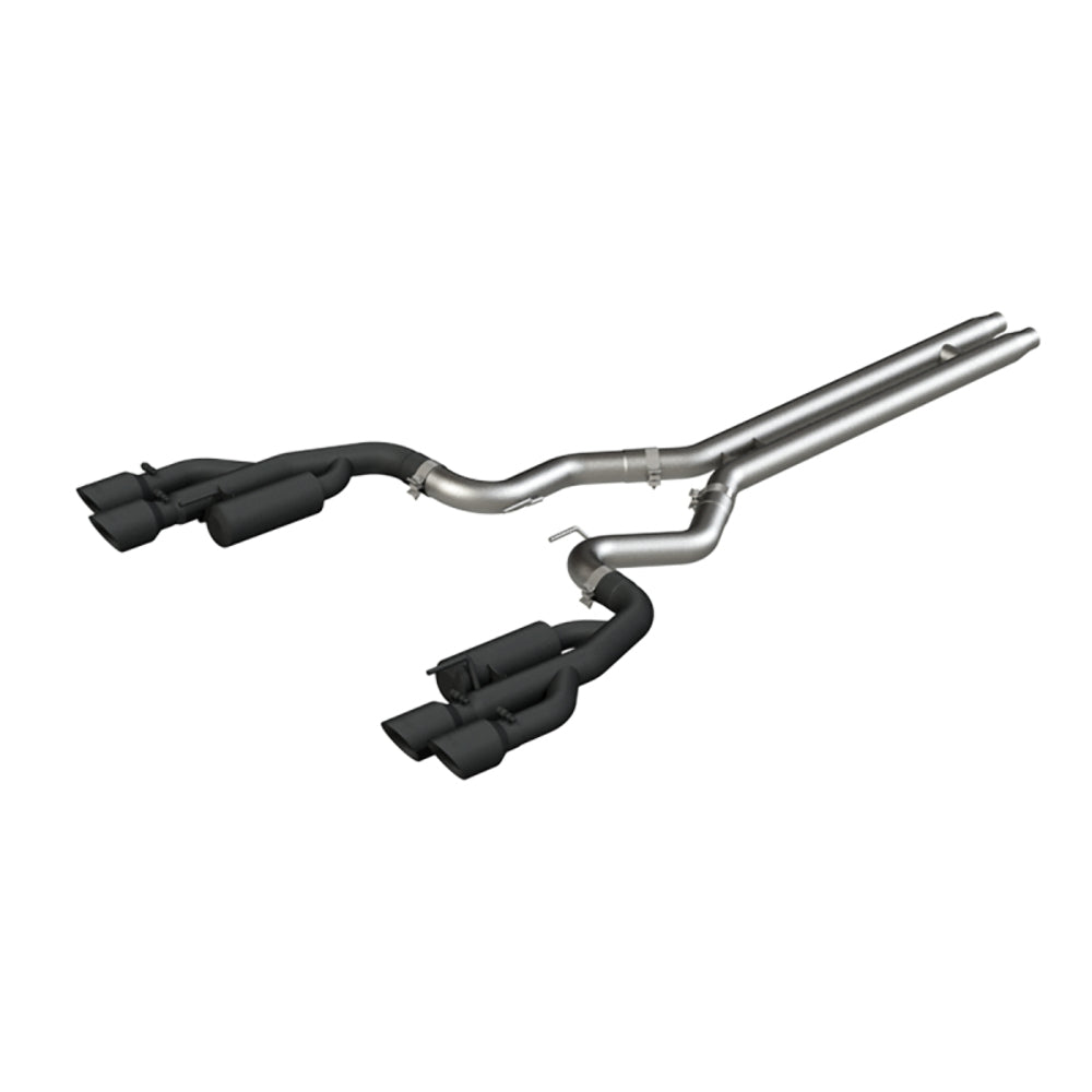 Fits 2018-2023 Ford Mustang 3" Cat Back w/Quad 4" Dual Wall Tips-Black-S7207BLK - Cat Back Exhaust Car Part People