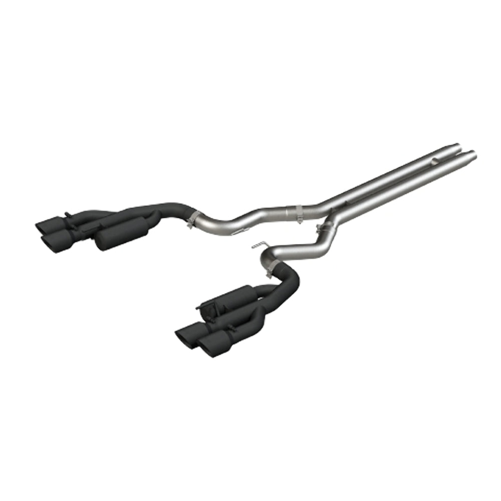 Fits 2018-2023 Ford Mustang 3" Cat Back w/Quad 4" Dual Wall Tips-Black-S7207BLK - Cat Back Exhaust Car Part People
